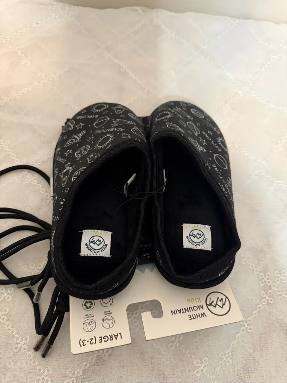 White Mountain Kids Black Space-Print Slip-Ons
